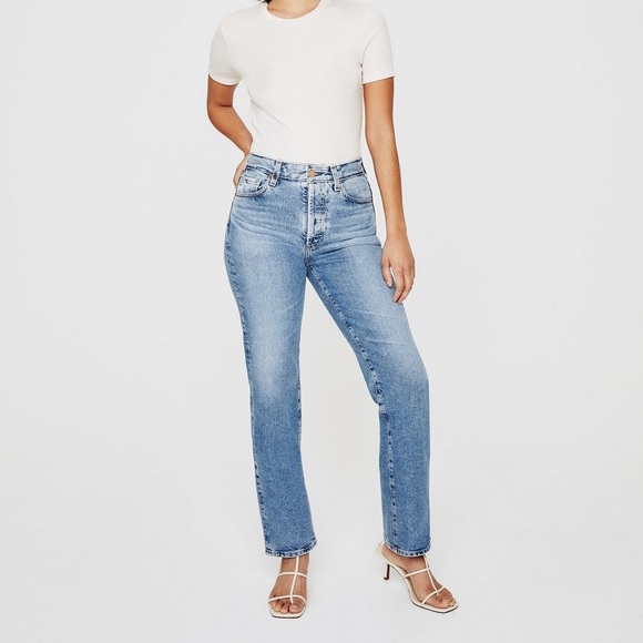 Ag Adriano Goldschmied Denim - ADRIANO GOLDSCHMIED The Rhett High Waisted Straight Size 25R Blue Jeans